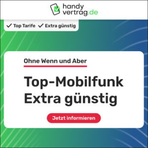 FLAT Internet 5G 80 GB statt 70 GB mit bis zu 50 MBit/s Datenautomatik deaktivierbar. FLAT Telefonie in alle dt. Netze. FLAT SMS in alle dt. Netze. EU-Roaming inklusive.